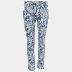 Pre Owned Etro Blue Paisley Printed Denim Jeans L Waist 32"