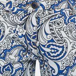 Pre Owned Etro Blue Paisley Printed Denim Jeans L Waist 32"