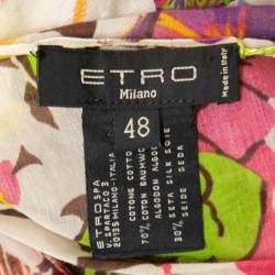Pre Owned Etro Multicolor Floral Printed Cotton & Silk Kaftan Dress L