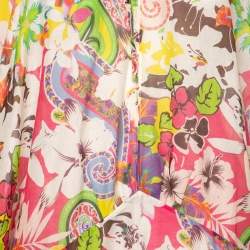 Pre Owned Etro Multicolor Floral Printed Cotton & Silk Kaftan Dress L