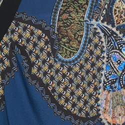Pre Owned Etro Blue/Multicolor Printed Silk Maxi Skirt M