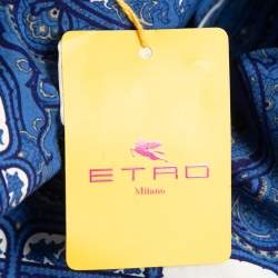 Etro Blue Paisley Printed Cotton Knee Length Skirt M
