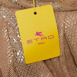 Pre Owned Etro Beige Metallic Silk Knit Backless Draped Midi Dress L