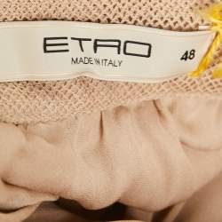 Pre Owned Etro Beige Metallic Silk Knit Backless Draped Midi Dress L