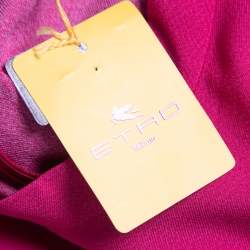 Pre Owned Etro Pink Printed Crepe High Neck A-Line Short Dress M