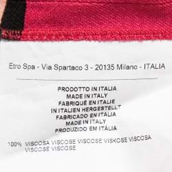 Pre Owned Etro Pink Printed Crepe High Neck A-Line Short Dress M