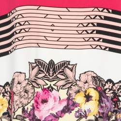 Pre Owned Etro Pink Printed Crepe High Neck A-Line Short Dress M
