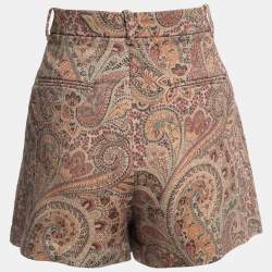 Etro Brown Paisley Patterned Wool Blend Mini Skirt M