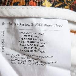 Pre Owned Etro Brown Tribal Printed Denim Skinny Jeans M Waist 28"