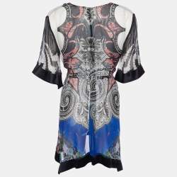 Etro Multicolor Printed Silk & Satin Trim Belted Tunic S