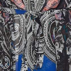 Etro Multicolor Printed Silk & Satin Trim Belted Tunic S