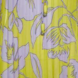 Pre Owned Etro Green & Purple Chiffon Plisse Kaftan Top (One Size)