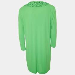 Pre Owned Etro Green jersey Frill Neck Detail Mini Dress L