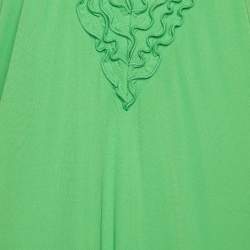 Pre Owned Etro Green jersey Frill Neck Detail Mini Dress L