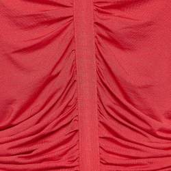 Etro Red Jersey Ruched Long Sleeve Top L