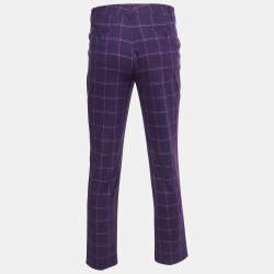 Etro Purple Checked Wool Trousers L