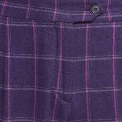 Etro Purple Checked Wool Trousers L