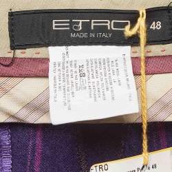 Etro Purple Checked Wool Trousers L