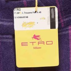 Etro Purple Checked Wool Trousers L