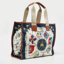 Pre Owned Etro Multicolor Printed Fabric and Leather Shopper Tote