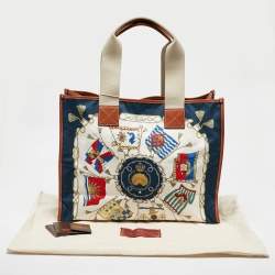 Pre Owned Etro Multicolor Printed Fabric and Leather Shopper Tote