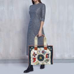 Pre Owned Etro Multicolor Printed Fabric and Leather Shopper Tote