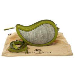 Pre Owned حقيبة كروس إيترو جلد نقش ثعبان وكانفاس مقوى طباعة بيزلي خضراء