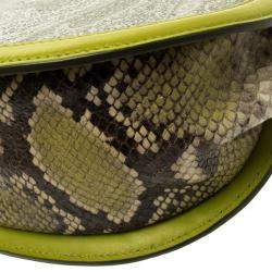 Pre Owned حقيبة كروس إيترو جلد نقش ثعبان وكانفاس مقوى طباعة بيزلي خضراء