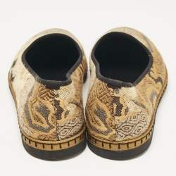 Etro Gold/Beige Brocade Fabric Smoking Slippers Size 36.5