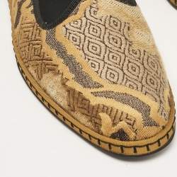 Etro Gold/Beige Brocade Fabric Smoking Slippers Size 36.5