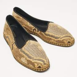 Etro Gold/Beige Brocade Fabric Smoking Slippers Size 36.5