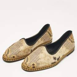 Etro Gold/Beige Brocade Fabric Smoking Slippers Size 36.5