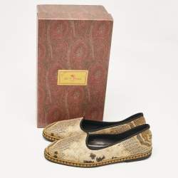 Etro Gold/Beige Brocade Fabric Smoking Slippers Size 36.5