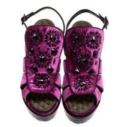 Etro Purple Velvet Embellished Platform Sandals Size 40