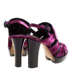 Etro Purple Velvet Embellished Platform Sandals Size 40