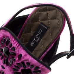 Etro Purple Velvet Embellished Platform Sandals Size 40