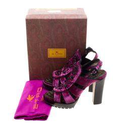 Etro Purple Velvet Embellished Platform Sandals Size 40