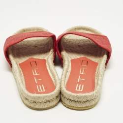 Pre Owned Etro Paisley Size 36 Red Canvas Espadrille Flats Slide