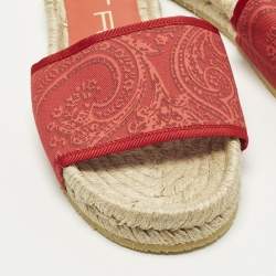 Pre Owned Etro Paisley Size 36 Red Canvas Espadrille Flats Slide