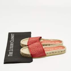 Pre Owned Etro Paisley Size 36 Red Canvas Espadrille Flats Slide