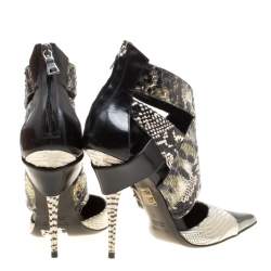 Etro Multicolor Snakeskin/Lizard and Leather Pointed Toe Strappy Sandals Size 40