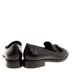Pre Owned Etro Black Embossed Leather Tassel Loafers Size 39