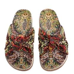 Etro Multicolor Fabric Knot Flat Sandals Size  40