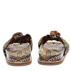 Etro Multicolor Fabric Knot Flat Sandals Size  40