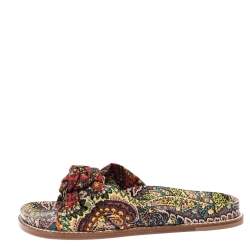 Etro Multicolor Fabric Knot Flat Sandals Size  40