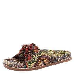 Etro Multicolor Fabric Knot Flat Sandals Size  40