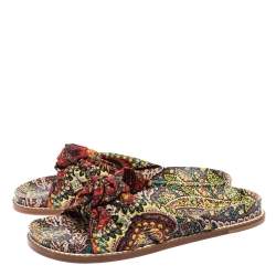 Etro Multicolor Fabric Knot Flat Sandals Size  40