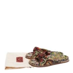 Etro Multicolor Fabric Knot Flat Sandals Size  40