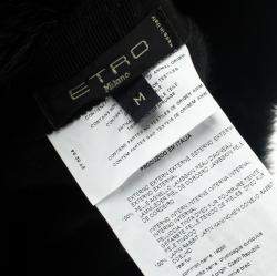 Pre Owned Etro Dark Green Leather and Rabbit Fur Aviator Hat M