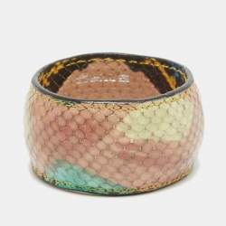 Etro Multicolor Python Effect Leather Bangle Bracelet